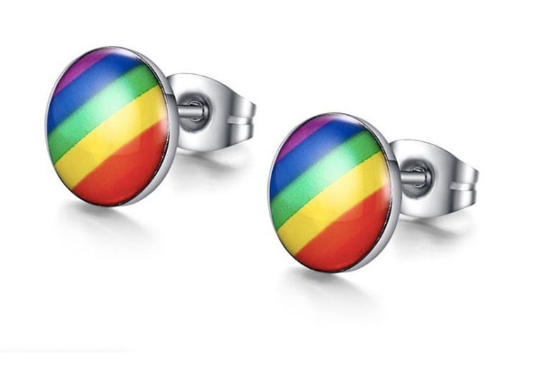 Rainbow Stud Earrings Pride Stud Earrings LGBT Earrings Etsy