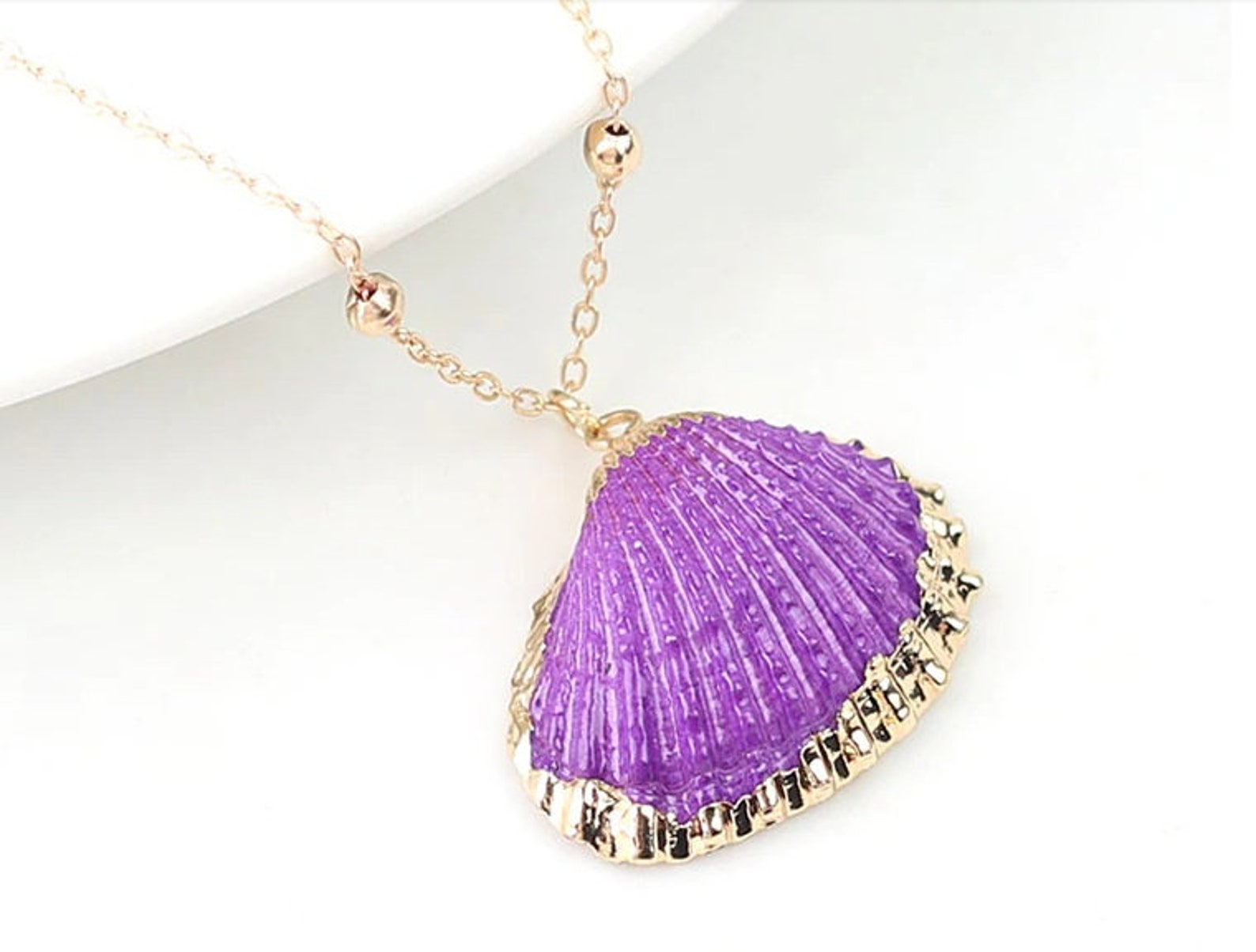 Seashell Necklace Beach Necklace Gold Shell Necklace Summer Etsy
