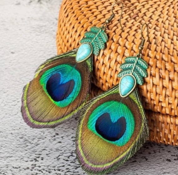 Peacock green best sale earrings