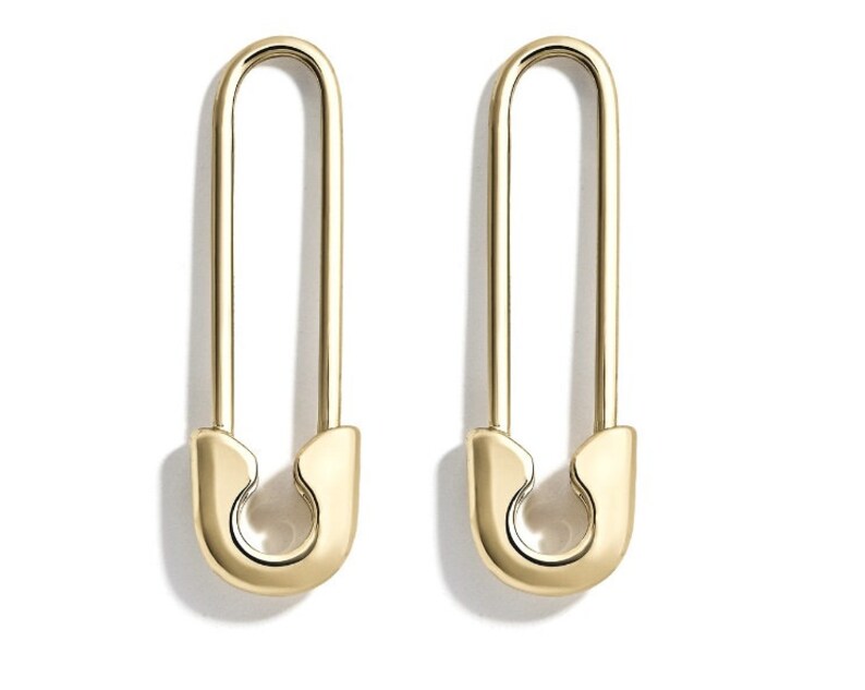 14K Gold Safety Pin Earrings Safety Pin Earrings Silver Etsy