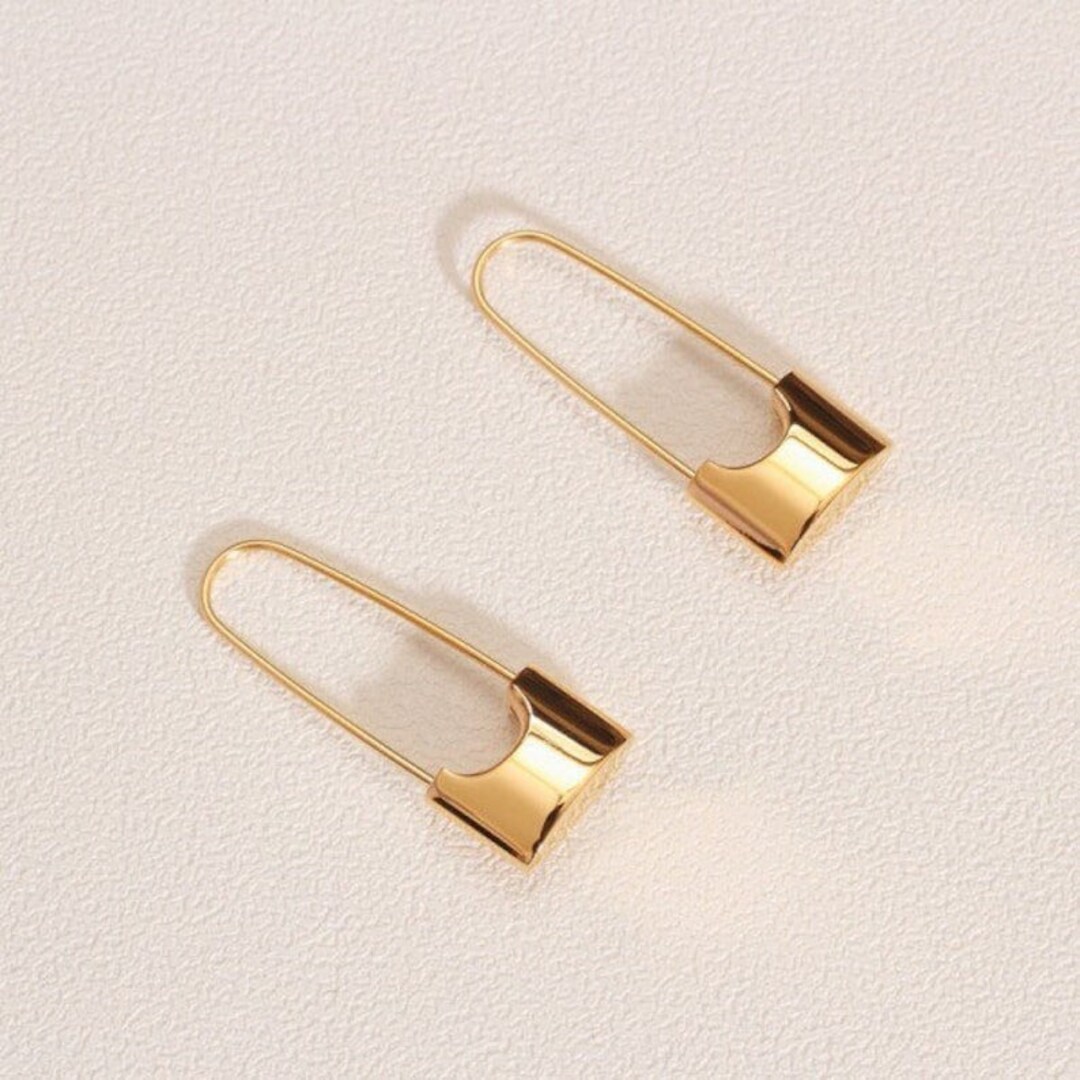 14K Gold Safety Pin Earrings Silver Safety Pin Earrings Gold Etsy
