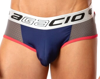 Agacio AGJ018 Mesh Back Brief Grey/Navy