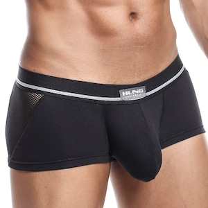 Mens Clash Trunk Underpants Soft Pouch Enhancing Sheer Boxer Shorts Underwear Black