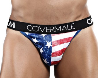 Mens USA Slip Thong Underpants Pouch Enhancing Flag ed Bikini Underwear