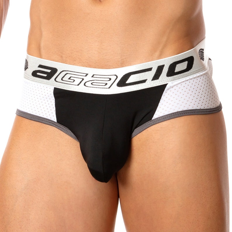 Agacio AGJ018 Mesh Back Brief White/Black image 1