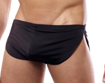 Mens Athletic Sports Shiny Running Short Lingerie Micro Pouch Sheer Underwear