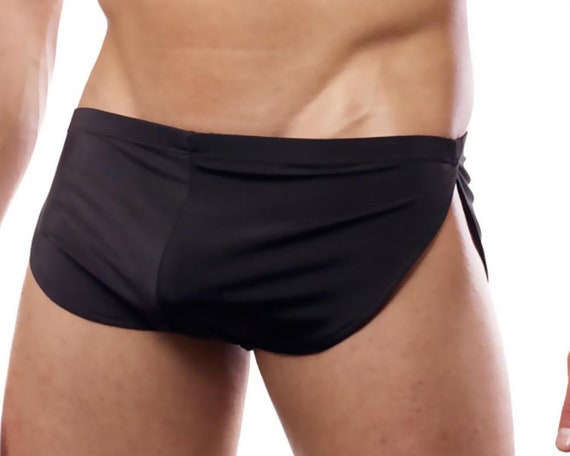 Mens Athletic Sports Shiny Running Short Lingerie Micro Pouch