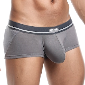 Mens Clash Trunk Underpants Soft Pouch Enhancing Sheer Boxer Shorts Underwear Grey