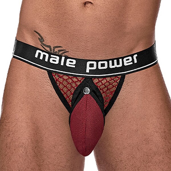 Male Power 346260 Cock Pit Net Cock Ring Jockstrap Burgundy