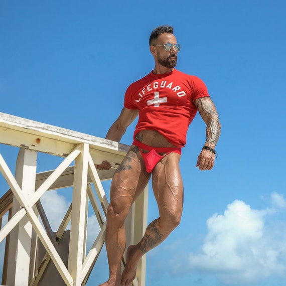 Agacio Mens Sexy V-Shaped Pouch Enhancing Thong G-String Sporty Bikini  Brief Comfortable Jockstrap Underwear Red at  Men's Clothing store