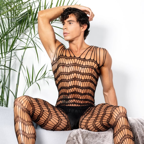 Mens Sexy Shapewear Bodystocking Full Body Coverage Lace Costumes