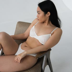 White cotton lingerie set, Natural cotton lingerie, Cotton underwear for usual wearing, Basic underwear, White Cotton panties,