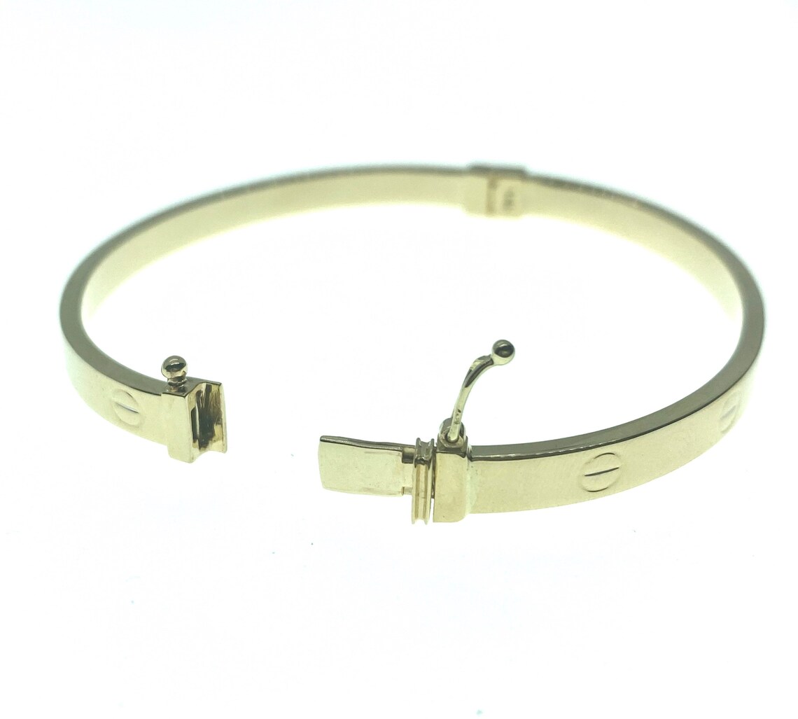 14kt Gold Screw Bangle Bracelet Etsy