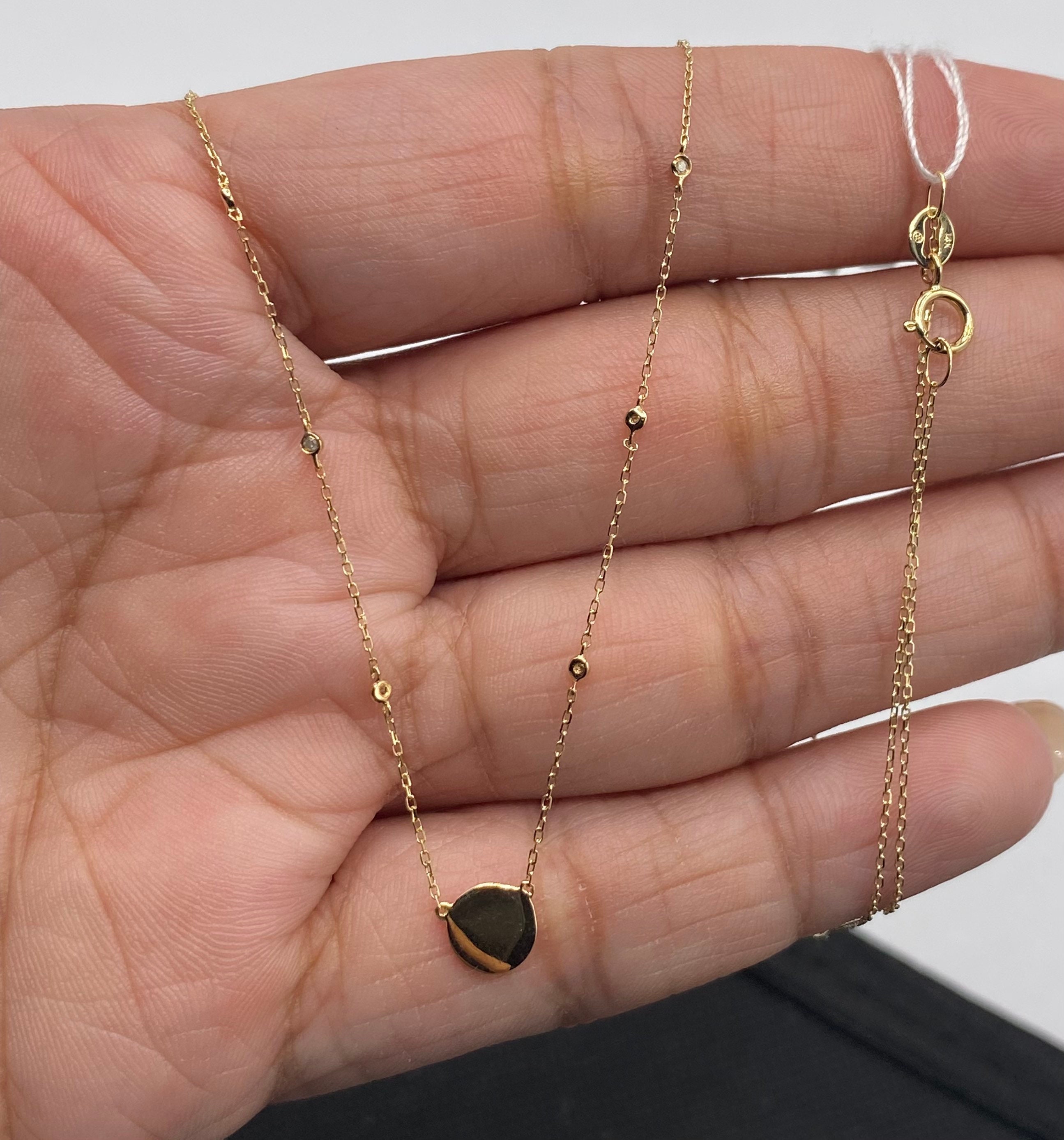 Diamond station necklace in 14kt yellow gold shop