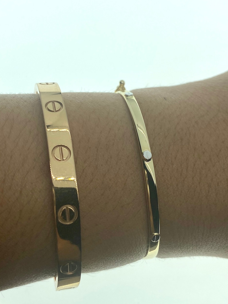 14kt Gold Screw Bangle Bracelet Etsy