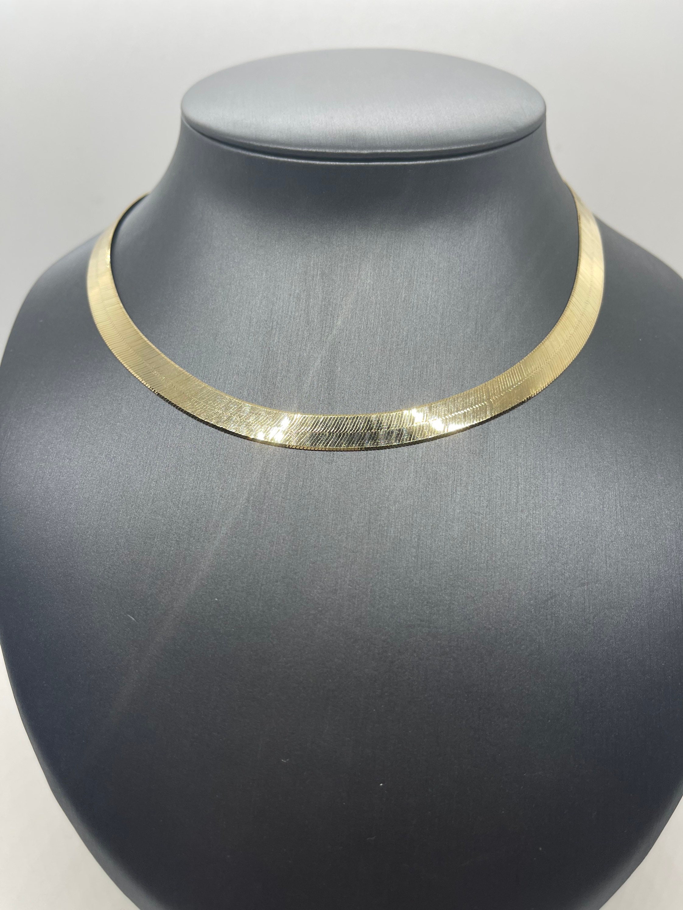 10KT Gold Herringbone Necklace Etsy