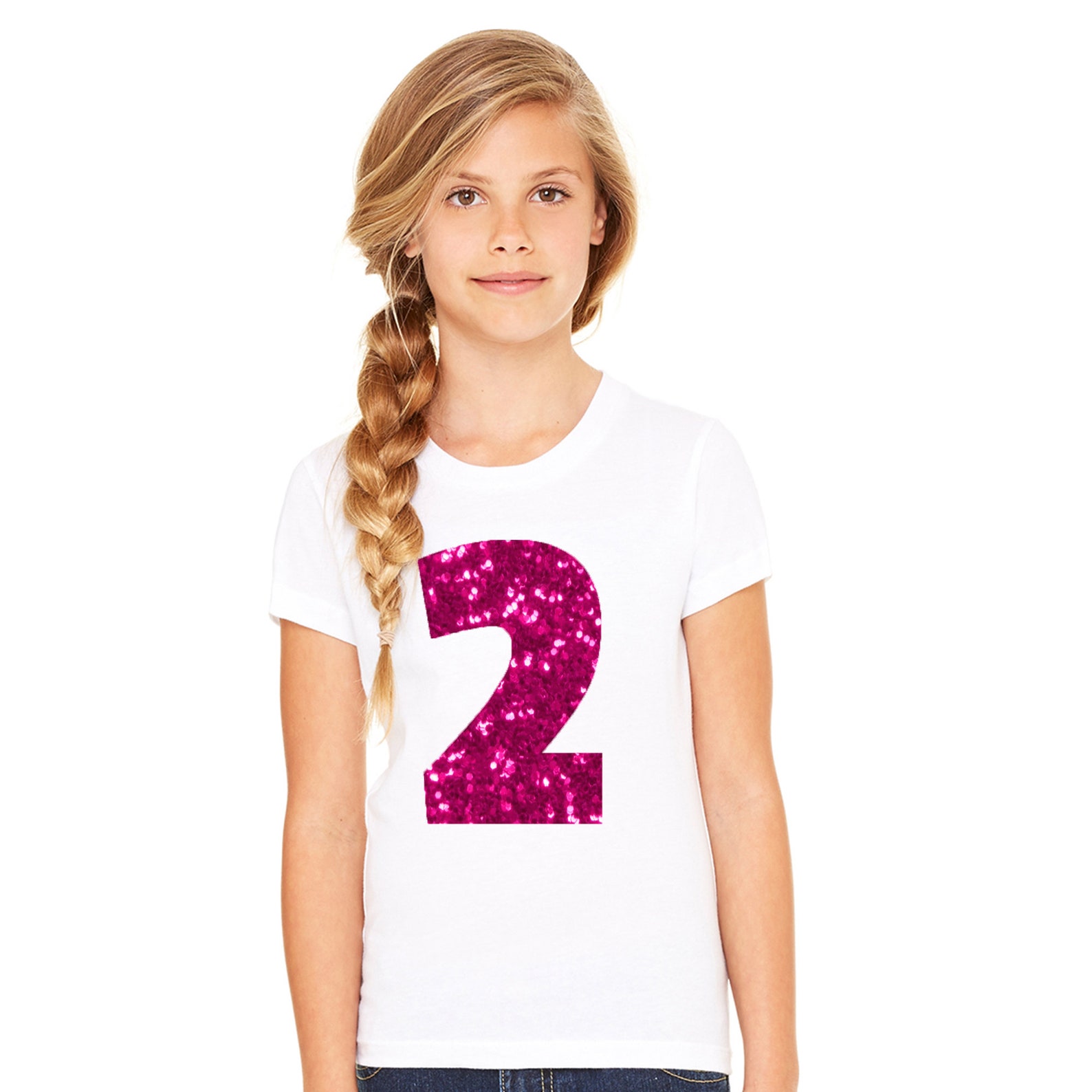Hot Pink Glitter Numbers 1 to 13 White T-Shirt for Girls Sizes | Etsy