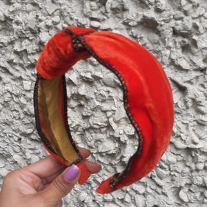 Urban Garlands Red Velvet Asymmetric Vintage Style Flexible Wire trim Headband