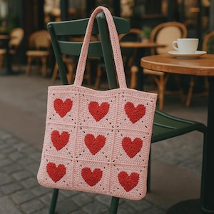 Crochet Heart Bag Pattern - Cute Tote PDF - Easy Valentine Purse Tutorial - Instant Download - DIY Gift Idea