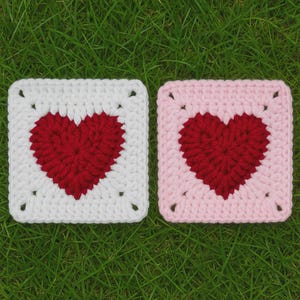 Patrón de cuadrado de corazón de crochet: Tutorial en PDF del cuadrado "Amor de abuela"