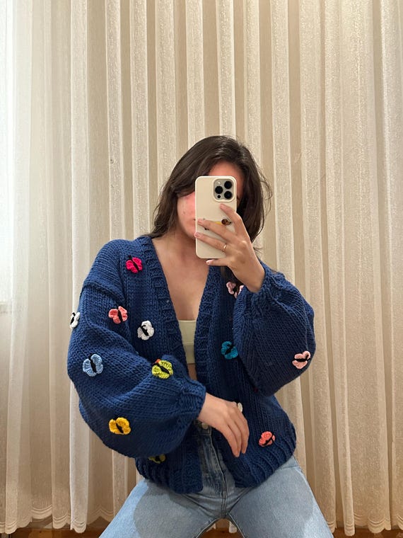Glowbysely Handmade Butterfly Knit Cardigan Unique Women's