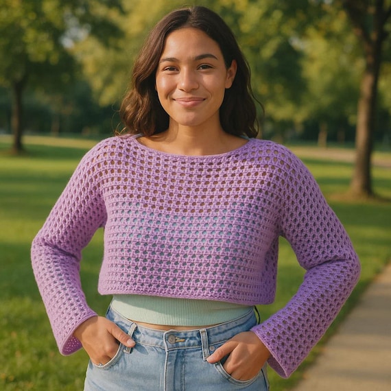 Glowbysely| Mesh Crochet Crop Top Pattern | Easy Summer Sweater