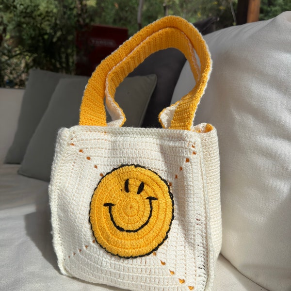 GlowbySely/ Yellow Smile Hobo Bag / Handmade Bag / Gift for her