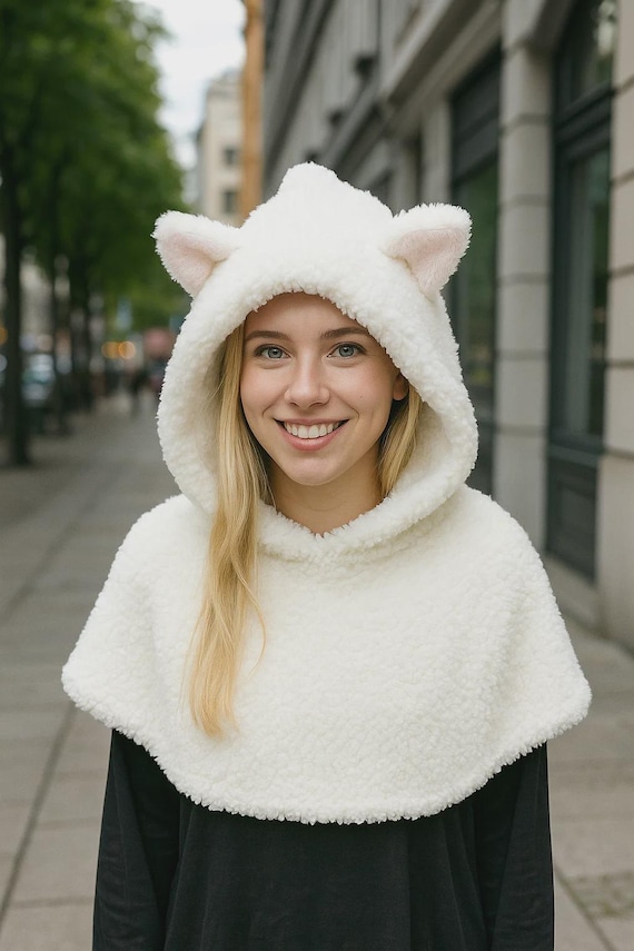 Capuchontrui Sweatshirt Voor Dames Cat Ears Zwarte Hoodie