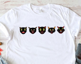 Vintage Halloween Tshirt, Black Cats, Halloween Shirt, Vintage Style Black Cats, Halloween Vibe Shirt