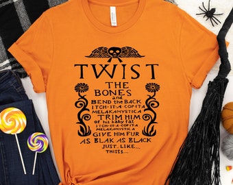 Camiseta de Halloween "Twist the Bones", poema espeluznante