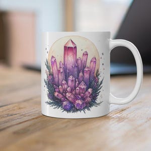 Crystals Mug, Tarot Mug, Celestial Crystal Mug, Crystals Coffee Mug, Gemstone Mug, Healing Mug, fueled by crystals mug, Aura Crystal Mug