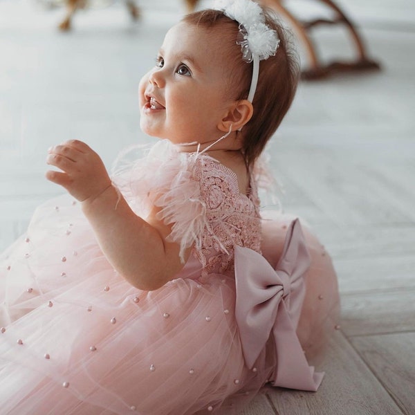 Baby Girl dress Special Occasion, First Birthday Dress, Baby Girl Party Dress, 1st Birthday Dress, Birthday Dress Girls Blush Dress