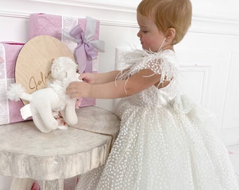 Baby girl dress special occasion, flower girl dress, first birthday dress, baby girl dress, white girls dress