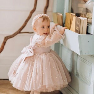 Baby Girl dress Special Occasion, First Birthday Dress, Baby Girl Party Dress, 1st Birthday Dress, Birthday Dress Girls Blush Dress zdjęcie 2