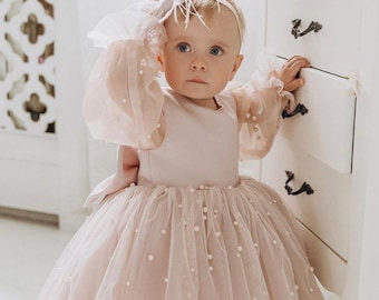 Baby Mädchen Kleid für besondere Anlässe, Erster Geburtstag Kleid, Baby Party Kleid, 1. Geburtstag Kleid, Geburtstag Kleid Mädchen Blush Kleid