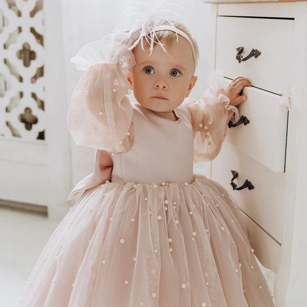 Baby Girl dress Special Occasion, First Birthday Dress, Baby Girl Party Dress, 1st Birthday Dress, Birthday Dress Girls Blush Dress