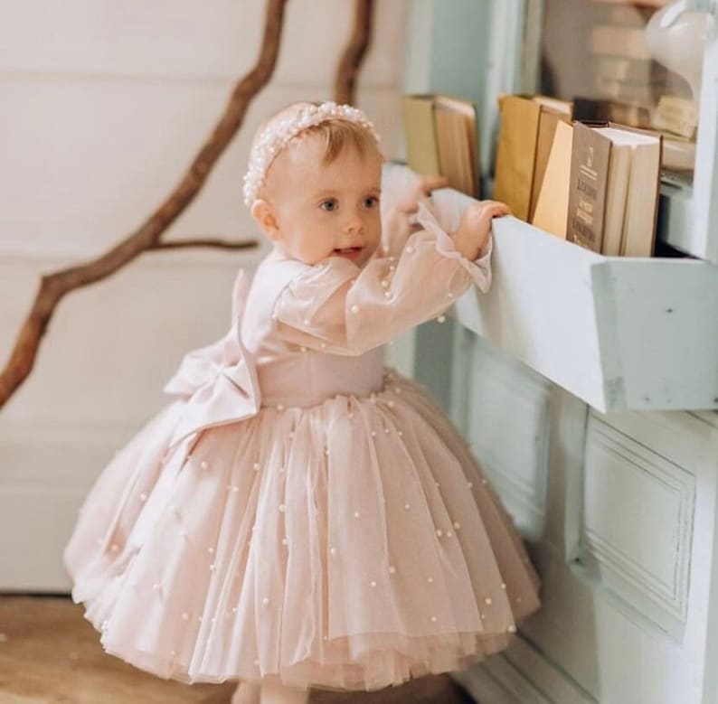 Baby Girl dress Special Occasion, First Birthday Dress, Baby Girl Party Dress, 1st Birthday Dress, Birthday Dress Girls Blush Dress zdjęcie 2