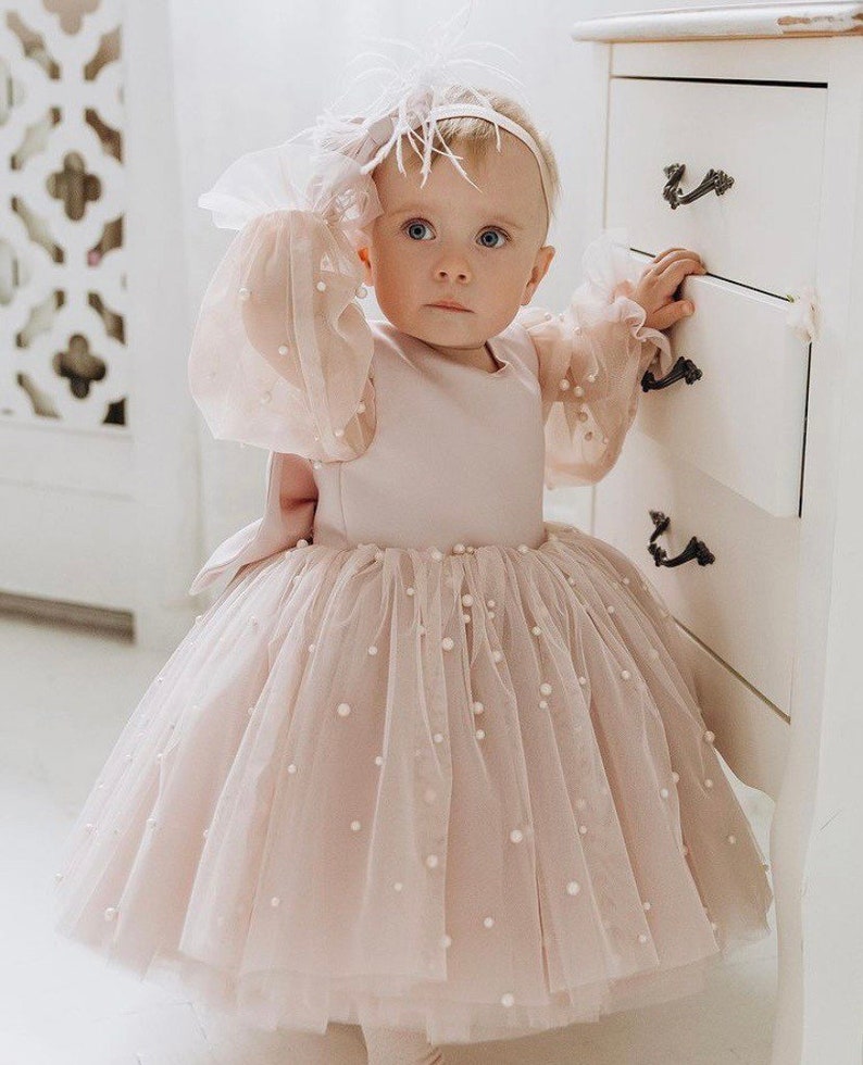 Baby Girl dress Special Occasion, First Birthday Dress, Baby Girl Party Dress, 1st Birthday Dress, Birthday Dress Girls Blush Dress image 1