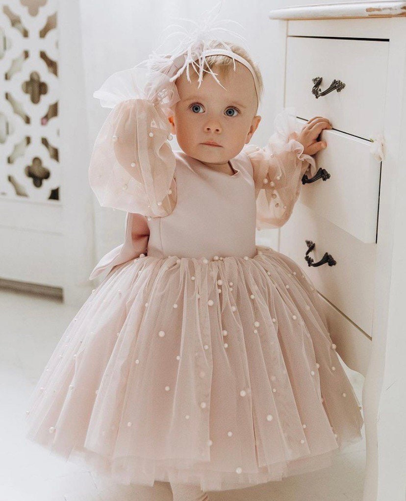 Baby Girl Dress, 1st Birthday, Girls Blush Dress,flower Girl Dress, Birthday  Outfit Girl, First Birthday Dress,toddler Birthday - Etsy