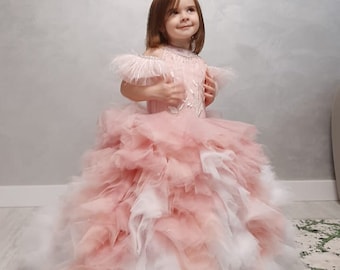 First Birthday Dress, 1st Birthday DressFlower Girl Dress, Tulle Flower Dresses with Big and Puffy Tulle Skirt