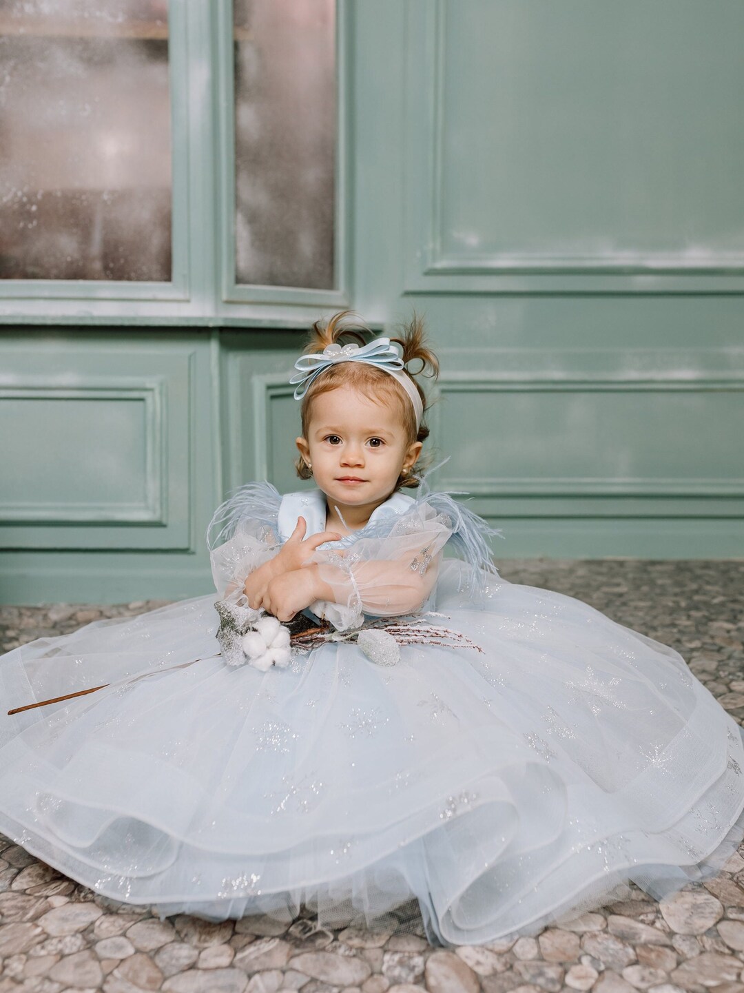 Baby Snowflake Dress, Snowflake Flower Girl Dress, Snowflake Tutu Dress, Winter Dress Baby Girl