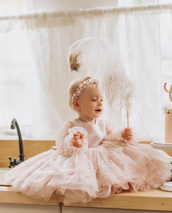 Première robe d'anniversaire, robe de bébé fille occasion spéciale, robe de  soirée bébé fille, 1er anniversaire robe, robe d'anniversaire filles Blush  robe -  France