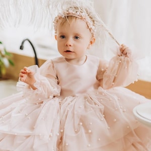 Baby Girl dress Special Occasion, First Birthday Dress, Baby Girl Party Dress, 1st Birthday Dress, Birthday Dress Girls Blush Dress zdjęcie 6