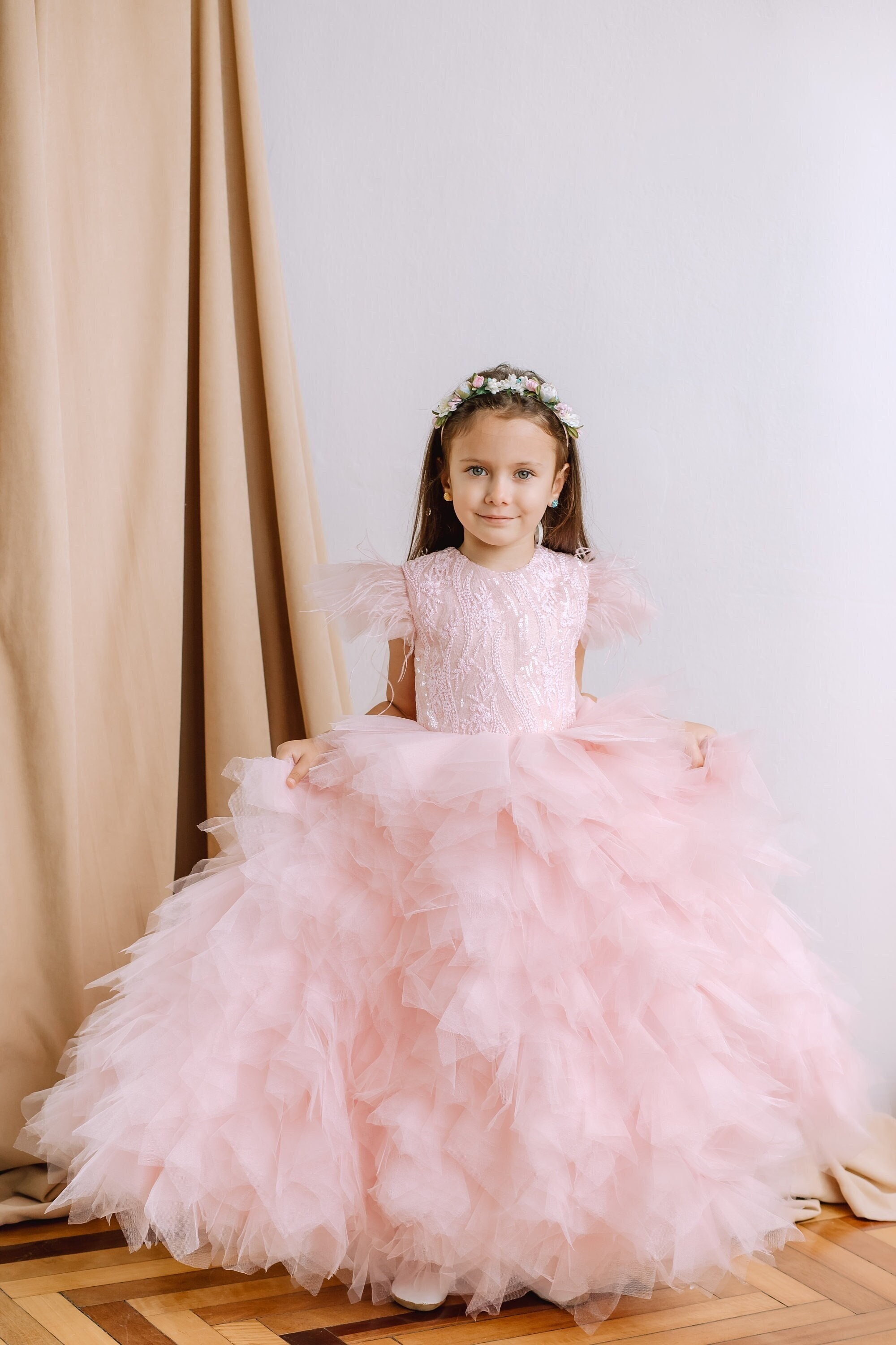 Evening Dress for Kids Baby Girls Luxurious Plain Ball Gowns Teens  PrincessDress | eBay