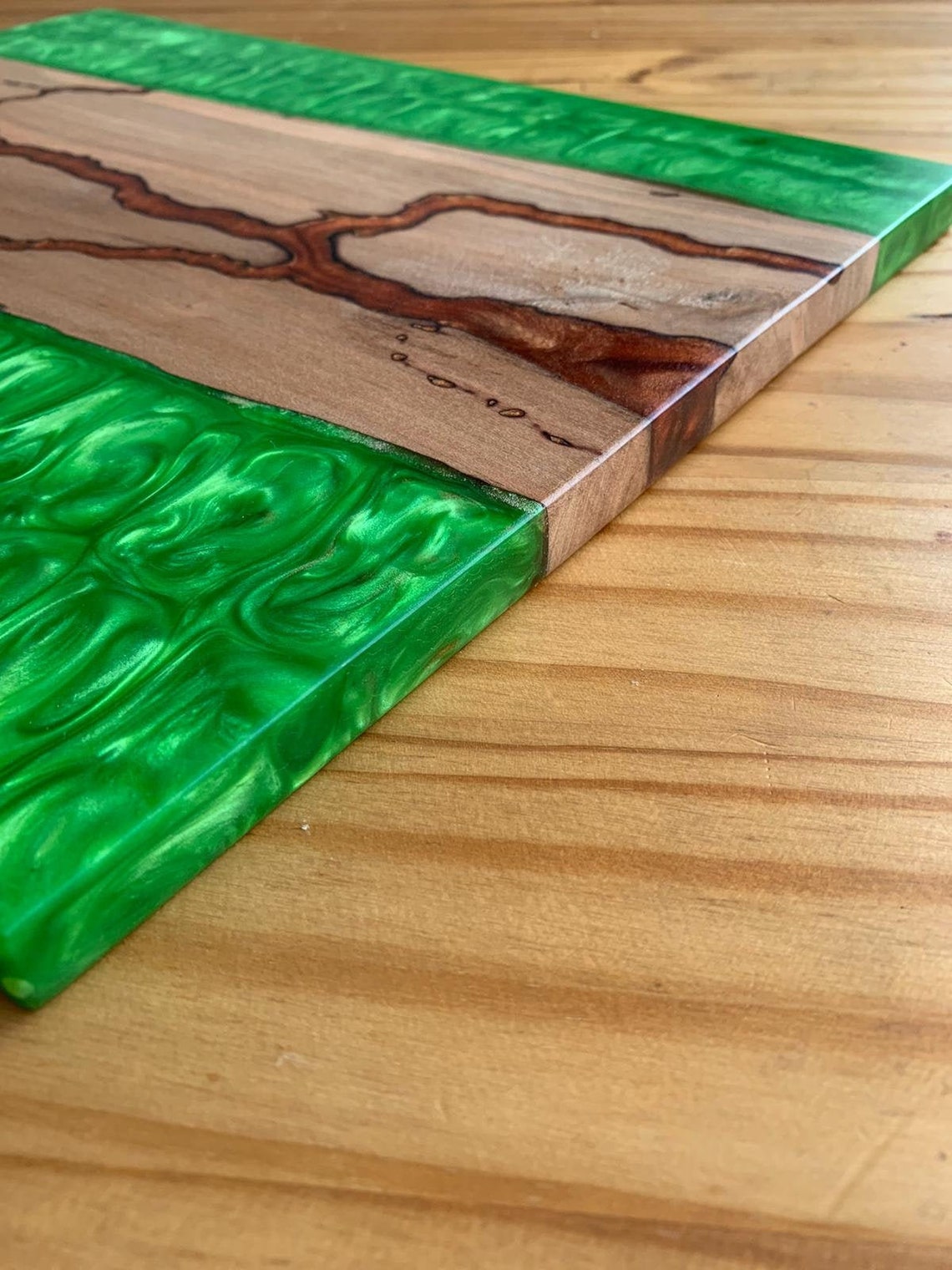 Unique Green and Copper Epoxy Resin Filled Fractal Burnt Solid Etsy