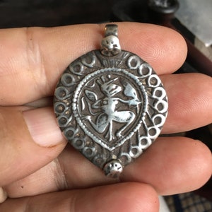 Antique silver Hanuman pendant
