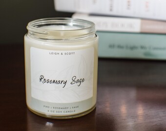 Rosemary Sage Soy Candle | Luxury Candle, Eco Friendly Candle, Soy Wax Candle