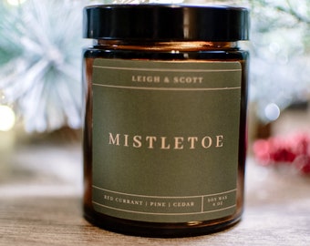 Vela navideña de muérdago, vela acogedora, velas de Navidad, vela perfumada navideña, fiesta de Navidad navideña, velas de soja perfumadas, LeighandScott