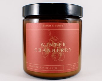 Winter Cranberry Candle, Scented Candle, Hand Poured Candle, Candle of the month, Cozy Winter Candle, Large Winter Candle, Cozy Candle