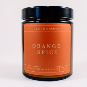 Vela de especias de naranja, vela ecológica, perfumada de vacaciones, vela lux, vela acogedora, vela de Yule imagen 1